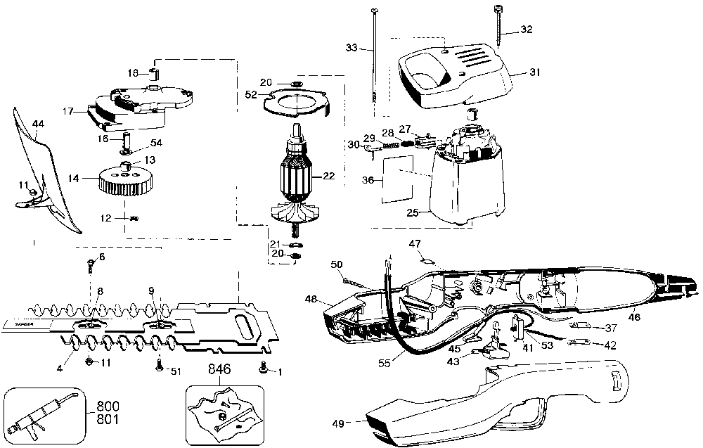 Exploded Diagram A Diagram and Parts List for TR130-04 Type 2 Black and Decker Hedge Trimmer